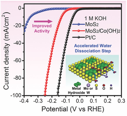  129.Ultrathin Transition Metal Dichalcogenide/3d Metal Hydroxide Hybridized Nanosheets to Enhance Hydrogen Evolution Activity