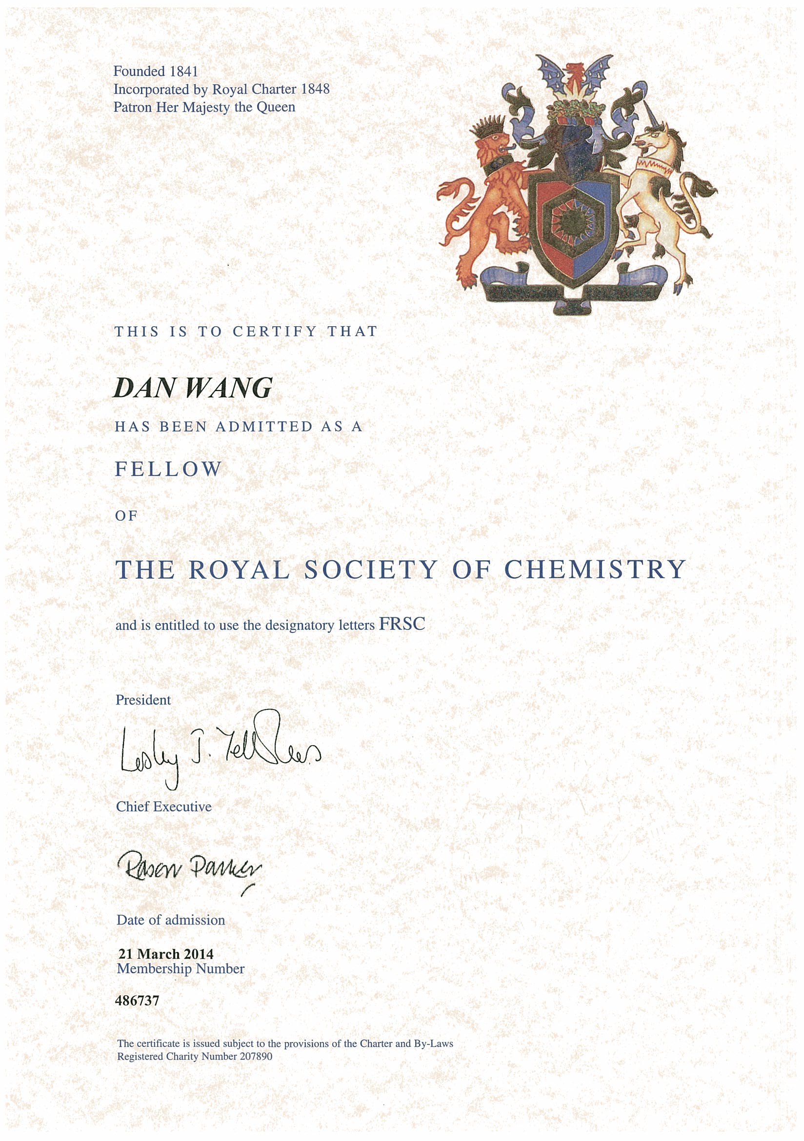 王丹研究员入选英国皇家化学会会士